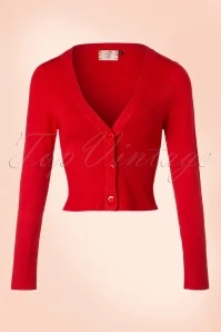 50s Lets Go Dancing Cardigan In Lipstick Red