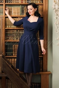 50s Ruby Swing Dress In Navy