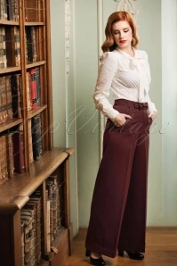 40s Hidden Away Trousers In Burgundy