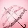 60s Dentelle Flower Transparent Dome Umbrella In Black -King Louie Shop 100691 So Rainy Dentelle Umbrella 270 98 20571 11222016 006W category