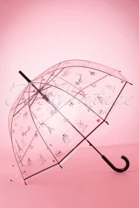 60s Bonjour Paris Transparent Dome Umbrella In Black