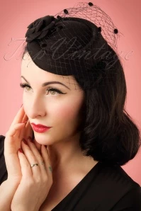 50s Marilyn Fascinator In Black