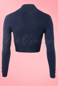 50s Jean Knitted Bolero In Navy 6 50s Jean Knitted Bolero In Navy - Image 4