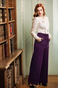 40s Hidden Away Trousers In Aubergine