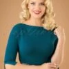 50s Addicted Sweater In Teal 2 50s Addicted Sweater In Teal -King Louie Shop 119105 Banned Addicted Boatneck Bow Top in Teal 113 30 22287 20151202 0001w category
