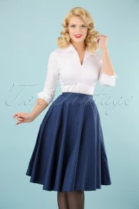 Bunny 50s Paula Swing Skirt In Navy