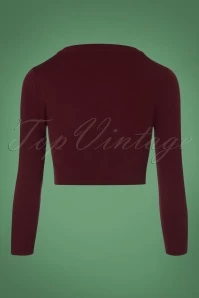 50s Shela Cropped Cardigan In Burgundy 5 50s Shela Cropped Cardigan In Burgundy - Image 3