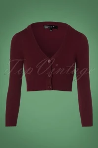 50s Shela Cropped Cardigan In Burgundy