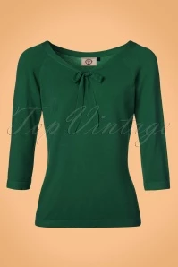 50s Pretty Illusion Top In Bottle Green