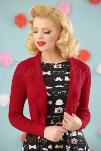 50s Jean Knitted Bolero In Red