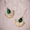 20s Crystal Fan Drop Earrings In Gold And Green -King Louie Shop 139223 Lovely Crystal Fan Earrings 333 40 26482 08142018 004W category