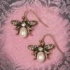 30s Bumble Bee Pearl Drop Earrings In Gold -King Louie Shop 139374 Lovely Bumble Bee Earrings 333 51 26478 08142018 001W category