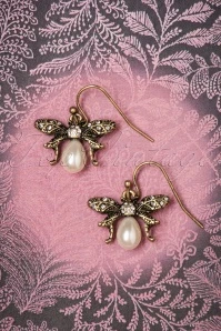 30s Bumble Bee Pearl Drop Earrings In Gold