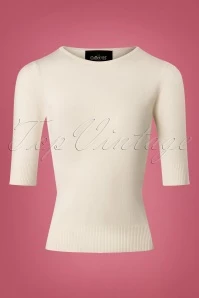 50s Chrissie Knitted Top In Ivory
