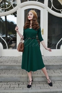 50s Ruby Swing Dress In Forest Green