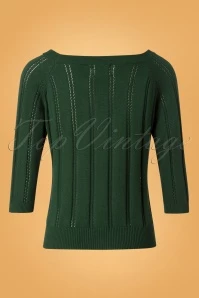 50s Belle Bow Pointelle Top In Forrest Green 6 50s Belle Bow Pointelle Top In Forrest Green - Image 4