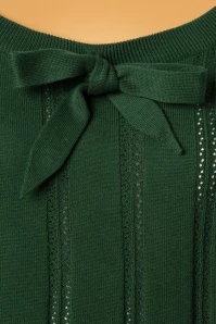 50s Belle Bow Pointelle Top In Forrest Green 5 50s Belle Bow Pointelle Top In Forrest Green - Image 3