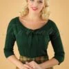 50s Belle Bow Pointelle Top In Forrest Green -King Louie Shop 141883 Banned Belle Bow Pointelle Top Green 26190 20180709 01W category