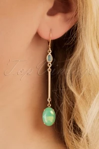 70s Christine Opal Drop Earrings In Seafoam Green