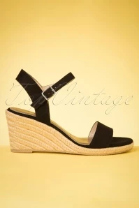 Tamaris 60s Winnie Wedges In Black 6 Tamaris 60s Winnie Wedges In Black - Image 4