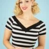 Bunny 50s Caitlin Stripes Top In Black And White 1 Bunny 50s Caitlin Stripes Top In Black And White -King Louie Shop 158297 Bunny Caitlin Striped Top 111 14 24064 20180228 040MW category