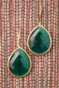 50s Lavina Stone Drop Earrings In Emerald