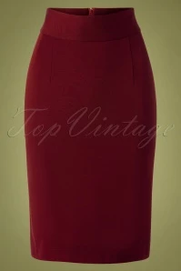50s Classic Pencil Skirt In Wine 4 50s Classic Pencil Skirt In Wine - Image 2