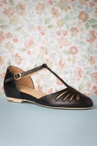 50s Singapore T-Strap Flats In Black