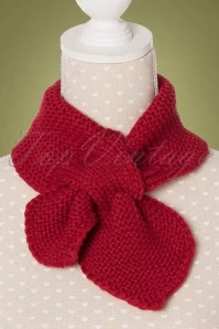50s Fru Fru Knitted Scarf In Red 3 50s Fru Fru Knitted Scarf In Red