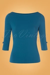 50s Oonagh Top In Dark Teal Blue