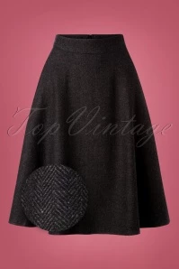 40s Shirley Swing Skirt In Herringbone Grey