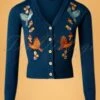 Vixen 50s Ginny Woodland Cardigan In Blue -King Louie Shop 164411 Vixen 30939 50s Ginny Blue Cardigan 20190903 003W category