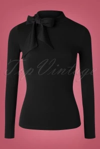 Vixen 50s Josie Tie Neck Top In Black