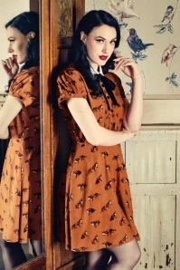 Bunny 60s Vixey Fox Dress In Rust Brown 3 Bunny 60s Vixey Fox Dress In Rust Brown
