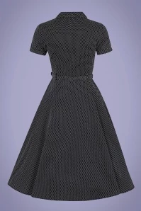 50s Caterina Mini Polka Dot Swing Dress In Black 6 50s Caterina Mini Polka Dot Swing Dress In Black - Image 4