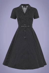 50s Caterina Mini Polka Dot Swing Dress In Black