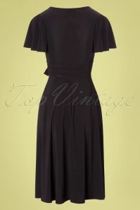 40s Irene Cross Over Swing Dress In Black 7 40s Irene Cross Over Swing Dress In Black - Image 5