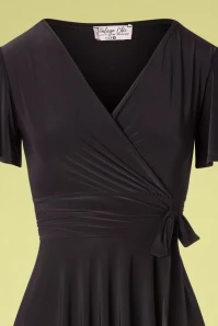 40s Irene Cross Over Swing Dress In Black 5 40s Irene Cross Over Swing Dress In Black - Image 3