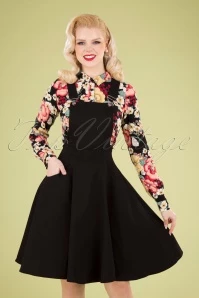 50s Kayden Overalls Swing Dress In Black 8 50s Kayden Overalls Swing Dress In Black - Image 6