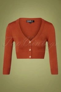 50s Shela Cropped Cardigan In Dusty Orange