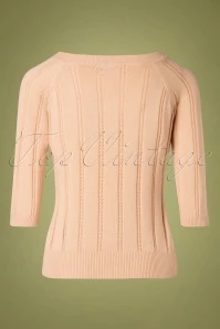 50s Belle Bow Pointelle Top In Beige 5 50s Belle Bow Pointelle Top In Beige - Image 3