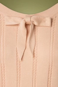 50s Belle Bow Pointelle Top In Beige 6 50s Belle Bow Pointelle Top In Beige - Image 4