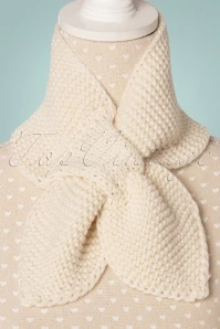 50s Fru Fru Knitted Scarf In Cream