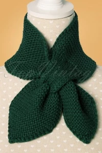 50s Fru Fru Knitted Scarf In Forest Green
