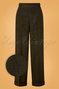 40s Button Side Trousers In Green
