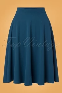 50s Sheila Swing Skirt In Petrol Blue