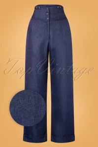 50s Sassy Trousers In Blue