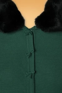 40s April Fluffy Bow Cardigan In Dark Green 5 40s April Fluffy Bow Cardigan In Dark Green - Image 3