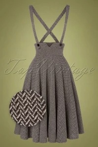 Vixen 40s Toyin Herringbone Swing Skirt In Grey