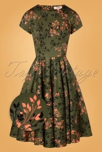 50s Leila Swing Dress In Khaki 4 50s Leila Swing Dress In Khaki - Image 2